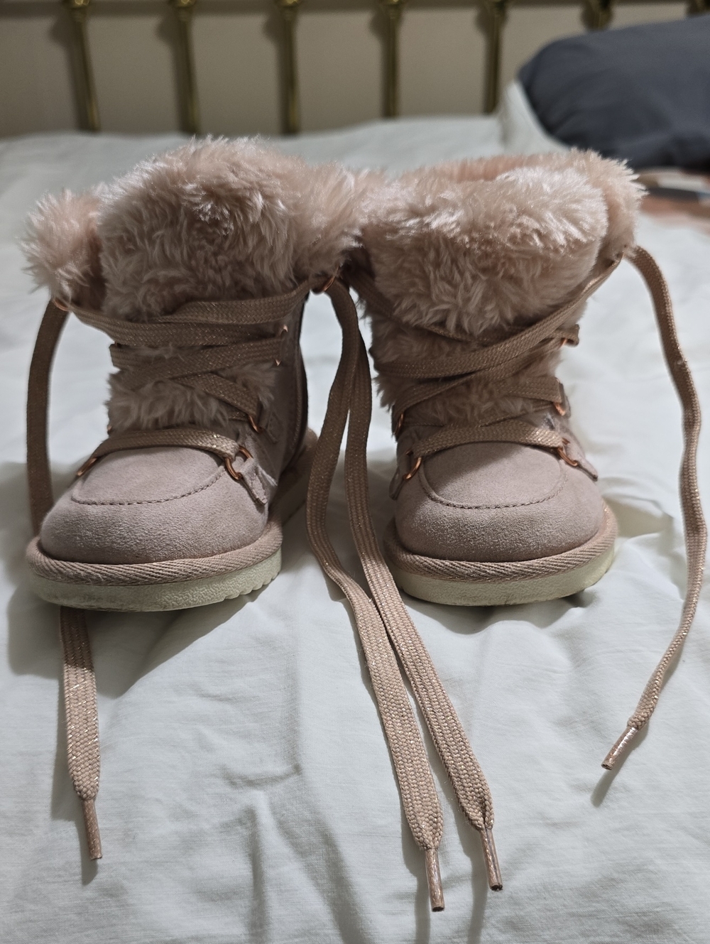 GAP Pink Faux-Fur Suede Baby Walker Boots